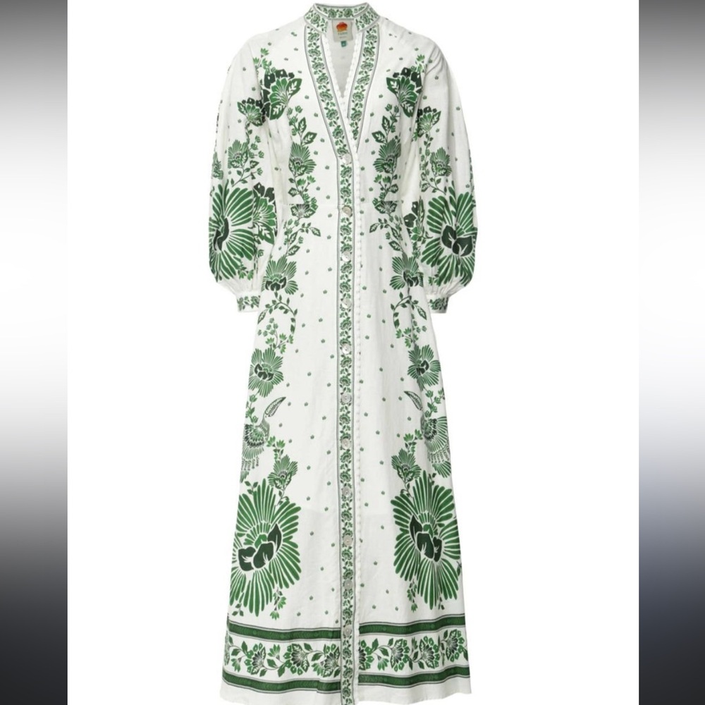 FARM Rio Green Floral Midi Dress